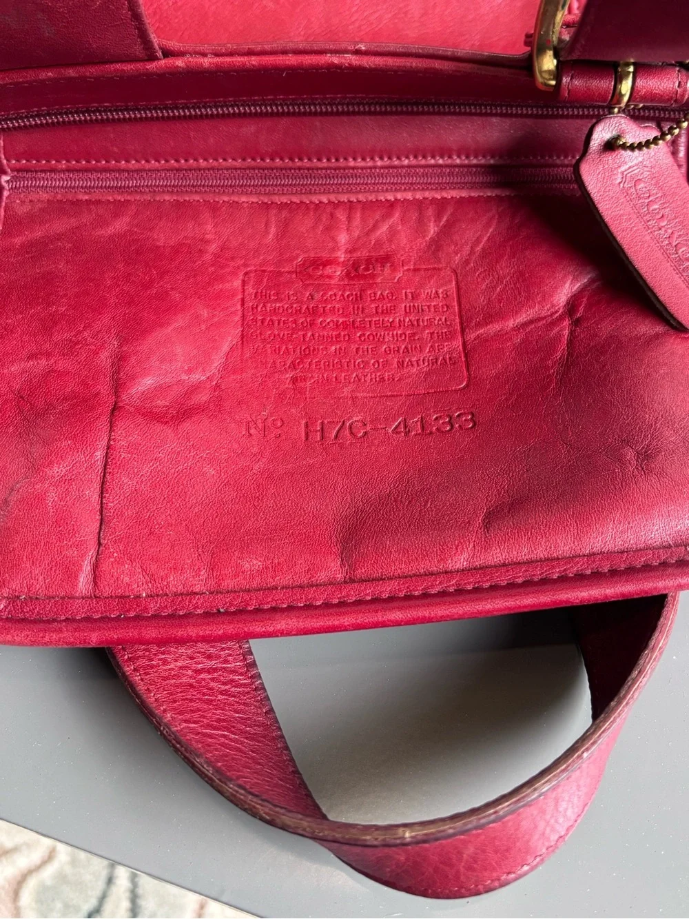 Vintage 1997 Coach Red Leather Waverly SoHo Buckle Bag #4133 - Made in USA.